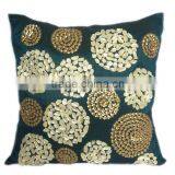 Mother of Pearl Embroidery Pillows Embllished Pillows Teal Embroidery Pillow Pearl Embroidery Pillows Beaded Teal Gold Pillows thumbnail-2