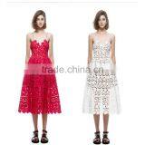 2016 Lastest Design Fashion Dress Spaghetti Strap Empty Lace Over Body Knee Length OEM thumbnail-1