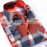 Latest Shirt Designs for Men Plaids Flannel Cotton Couple Long Sleeve Fancy Design Men Shirt thumbnail-4
