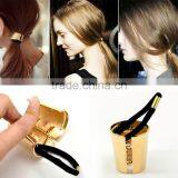 High Quality Accessories 1PC Gold Plated Alloy Circle Ring Hair Band Cuff Wrap Ponytail Holder thumbnail-1