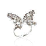 Adjustable Rings Silver Plated Butterfly Animal Clear Rhinestone thumbnail-1
