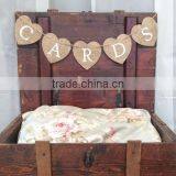 Hessian Burlap Hearts Rustic Vintage Wedding CARDS Mini Bunting Banner Sign thumbnail-1