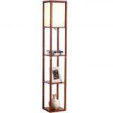 Storge Shelf Floor Lamp Natural Wood Frame With Shelves Lighting for Your Living Room Bedroom thumbnail-3
