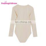 Fashion Autumn Khaki Long Sleeve Winter Thong Bodysuit Jumpsuit Fancy Romper thumbnail-6
