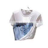 TWOTWINSTYLE Patchwork Women's T-shirt o Neck Large Size Loose Casual Tank Shirt Female thumbnail-1