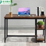 Wood Computer Desk With Bookshelf Industrial Vintage Work Table thumbnail-4