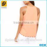 Orange Scalloped Eyelet Hem High Neck Women Vest Tops thumbnail-2