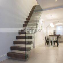 Modern Invisible Stringer Tempered Glass Balustrade Floating Stairs Staircase For Hotels thumbnail-4
