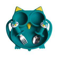 Silicone Plate of Owl Shape Three Lattice for Baby and Kids Anti-impact thumbnail-2