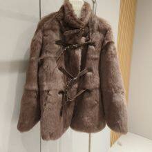 High End New Chinese Style Rabbit Fur Fur Fur Integrated Lapel Grass Jacket, Medium to Long, Chinese Style Versatile, Same as Yang Mi thumbnail-1