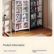 Space-Saving Slim Glass Tower Cabinet for Corner Display | All-around Protection | Moonlit White & Starry Black thumbnail-1