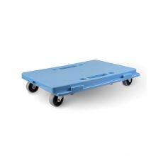Folding Euro Pallet Crate Trolley 4 Wheel Silent Rolling Dolly Single Faced Blue Plastic Dolly With Wheels thumbnail-5