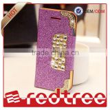 Purple purse stylish bling wallet new leather cases for iphone 4s 5s