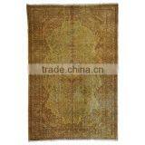 Handmade Yellow Over-dyed Rug (9 x 6 Feet)