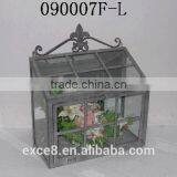 Vintage Gray Metal Conservatory With Glass for Wholesale Garden thumbnail-2
