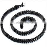 2016 Wholesale 6MM High Polished Stainless Steel Fancy Black Plated Franco Chain Necklace thumbnail-1
