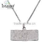 Foreign Trade Big-name Fashion Jewelry Temperament Full of Diamond Alloy Necklace Silver Necklace Wholesale European and America thumbnail-2