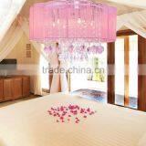Pink Modern Crystal Pendant Light for High Ceilings thumbnail-1