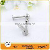 LR01135 Stainless Steel Dangle Cat Lip Ring thumbnail-6