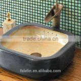 Handpainted ceramic art basin colorful countertop round sink porcelain flower edge bowl vanity top GD-F19