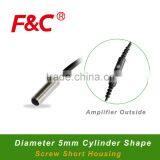 F3C-5WSM01 Series M5 Proximity Sensor, Amplifier Outside, Short Length Housing, Flush/NPN/PNP/NO/NC Offered.