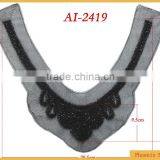 Fancy Flower Shape With Bugles Beaded Applique AI-2419 thumbnail-1