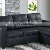 Hot selling black leather sectional Corner sofa