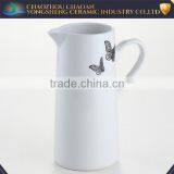 New Arrival Pretty White Ceramic Milk Pitcher With Butterfly Decals for Sale thumbnail-1