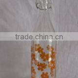Custom Flower Printing Lamp Bulb Glass Juice Bottle With Metal Lid With Clip Top Rail thumbnail-2