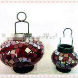Flower Design Hanging Colored Mosaic Lantern thumbnail-4