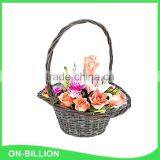 Natural wicker hat basket