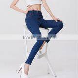 2017 Summer Latest Design High Waist Wash Black Soft Slim Denim Pencil Jeans for Lady thumbnail-3