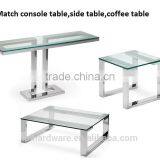 Polished Stainless Steel With Glass Top Side Table thumbnail-3