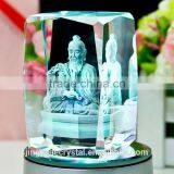 3D Laser Figure of Buddha Crystal Cube Souvenirs With LED Light Base thumbnail-4