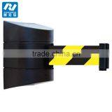 Wall Mount Crowd Control Barrier ,black Body With Yellow and Black Stripe Belt - 10m thumbnail-1