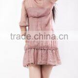 New Fashion Women V -neck Pleated 100% Silk Dress for Autumn 2015 thumbnail-2