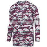 Camo Style Long Sleeve Wicking Tee Self Fabric Collar Custom Color Logo Printing Tshirt 100% Polyester Wicking Printed Knit Long thumbnail-4