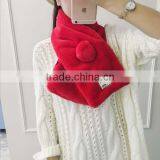 High Quality 2017 Early Spring Girl Muffler Solid Color Fake Rabbit Fur With Post Stamp Woven Lable Teenager School Scarf thumbnail-3