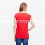 Red Modern Linen Muscle Ladies Tank Top thumbnail-3