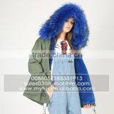 Myfur Black Real Raccoon Fur Hood Custom Fur Lining Women Mini Parka Jacket thumbnail-3