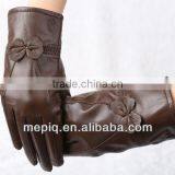 New Design With Bow Fashion Lady Lovely Leather Gloves thumbnail-1