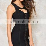 Wholesale Oem Custom Fashion Women Stud Black Bandage Dress thumbnail-2