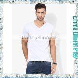 Basic Style Soft Pure White V Neck T-Shirt for Men thumbnail-1