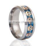 Stainless Steel Unadjustable Rings Silver Tone Blue Skull thumbnail-1