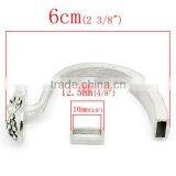 Half Bracelet Bangle Bar With Slider Halloween Skull Silver Tone Red & Clear Rhinestone 6cm x 1.5cm,2Sets thumbnail-2