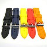 18 20 22 24mm Textured Stitch Silicone Rubber Watch Band Strap thumbnail-5