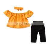 Girls Summer Outfit Toddler Yellow Tops + Black Pants Set Spring Summer Clothing for 1-6T thumbnail-2