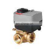 Rotary Actuator 3 way Brass Motorized Thermostatic Water Mixing Diverting Valve