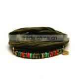 Alloy Pendant Silk Wrap Bracelet aka bracelet