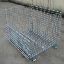 Wire Container Storage Metal Foldable Pallet Cage Wire Mesh Stacker Rack thumbnail-2